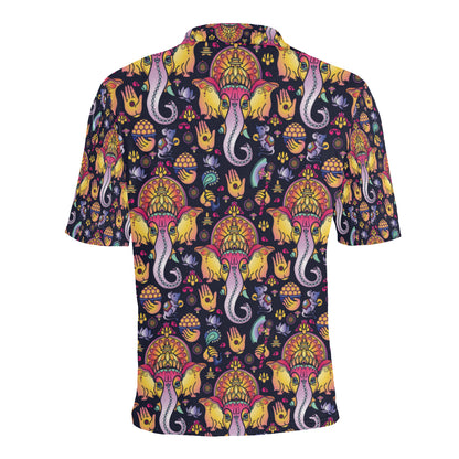 Ganesha Indian Pattern Print Design 03 Men Polo Shirt