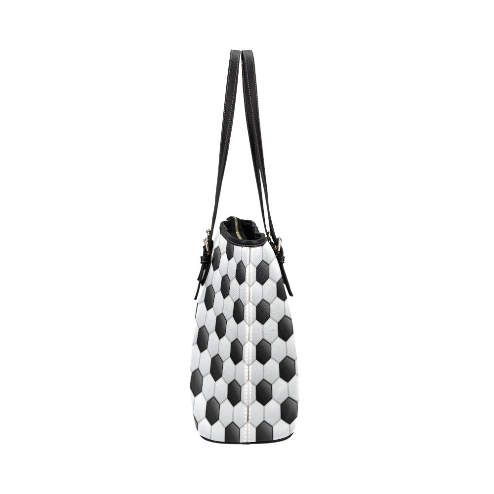Soccer Ball Texture Print Pattern Leather Tote Bag