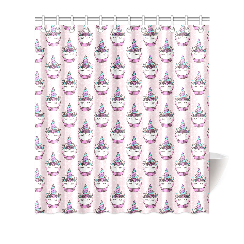 Cupcakes Unicorn Print Pattern Shower Curtain