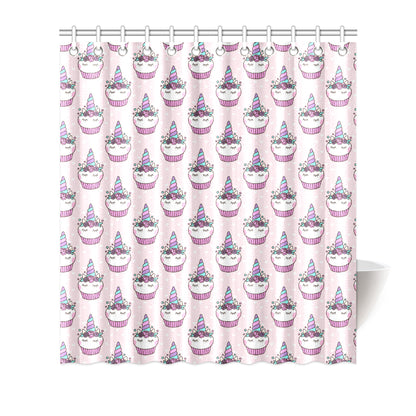 Cupcakes Unicorn Print Pattern Shower Curtain