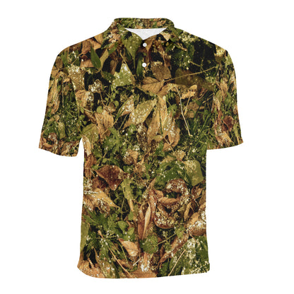 Camo Realistic Tree Forest Texture Print Men Polo Shirt