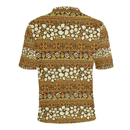 Hawaiian Themed Pattern Print Design H015 Men Polo Shirt