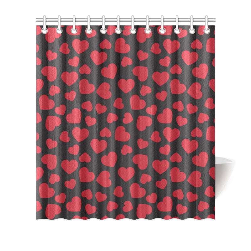 Heart Red Pattern Print Design HE01 Shower Curtain