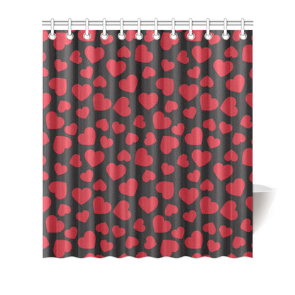 Heart Red Pattern Print Design HE01 Shower Curtain
