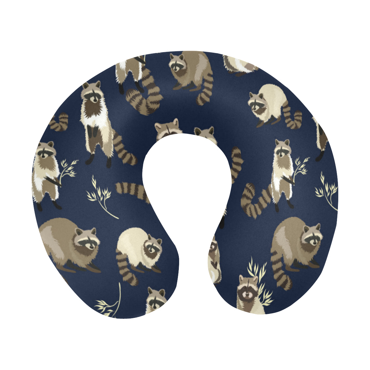 Raccoon Pattern Print Design A06 U-Shaped Travel Neck Pillow