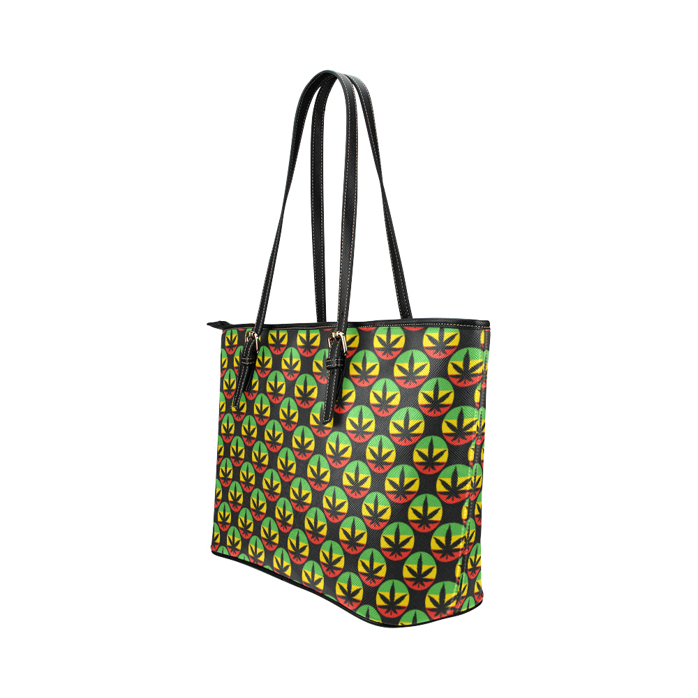 Rasta Reggae Color Design Leather Tote Bag