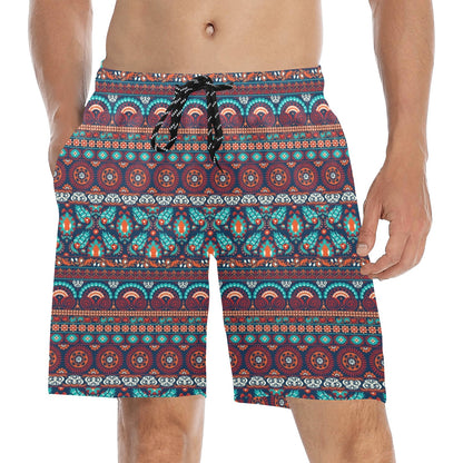 Suzani Print Design LKS302 Men's Swim Trunks Beach Shorts