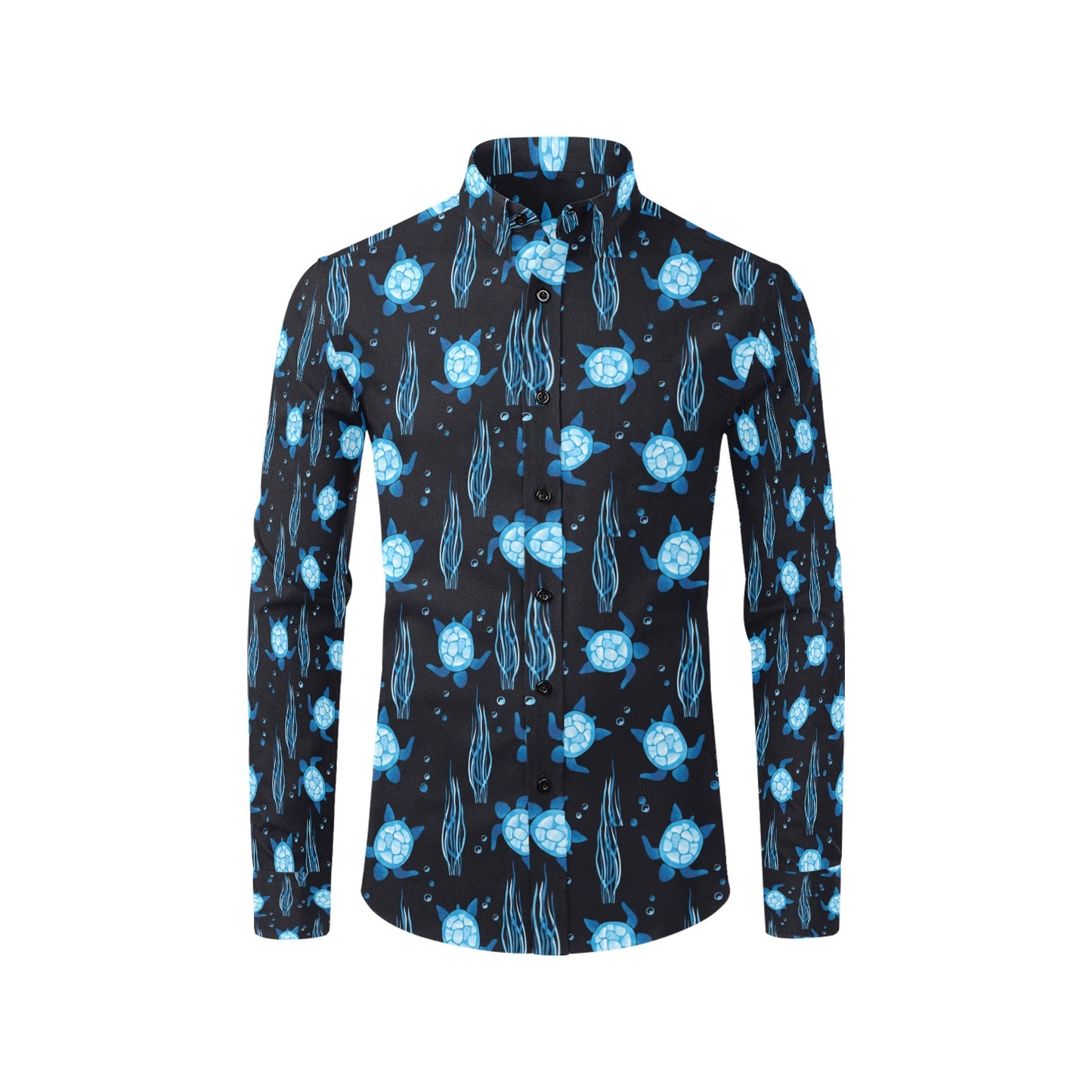 Sea Turtle Print Design LKS3013 Men's Long Sleeve Dress Shirt