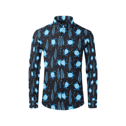 Sea Turtle Print Design LKS3013 Men's Long Sleeve Dress Shirt