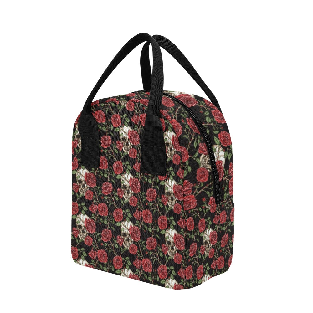 Skull And Roses Print Design LKS303 Insulated Lunch Bag