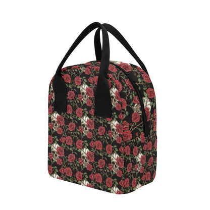 Skull And Roses Print Design LKS303 Insulated Lunch Bag