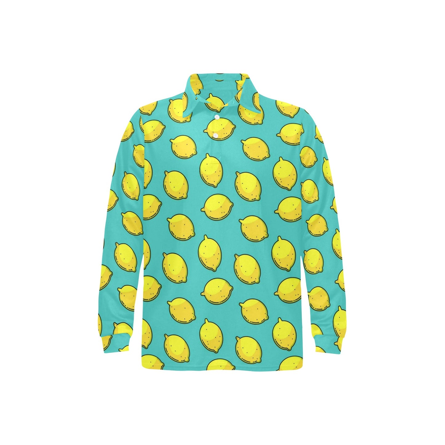 Lemon Pattern Print Design LM04 Long Sleeve Polo Shirt For Men's