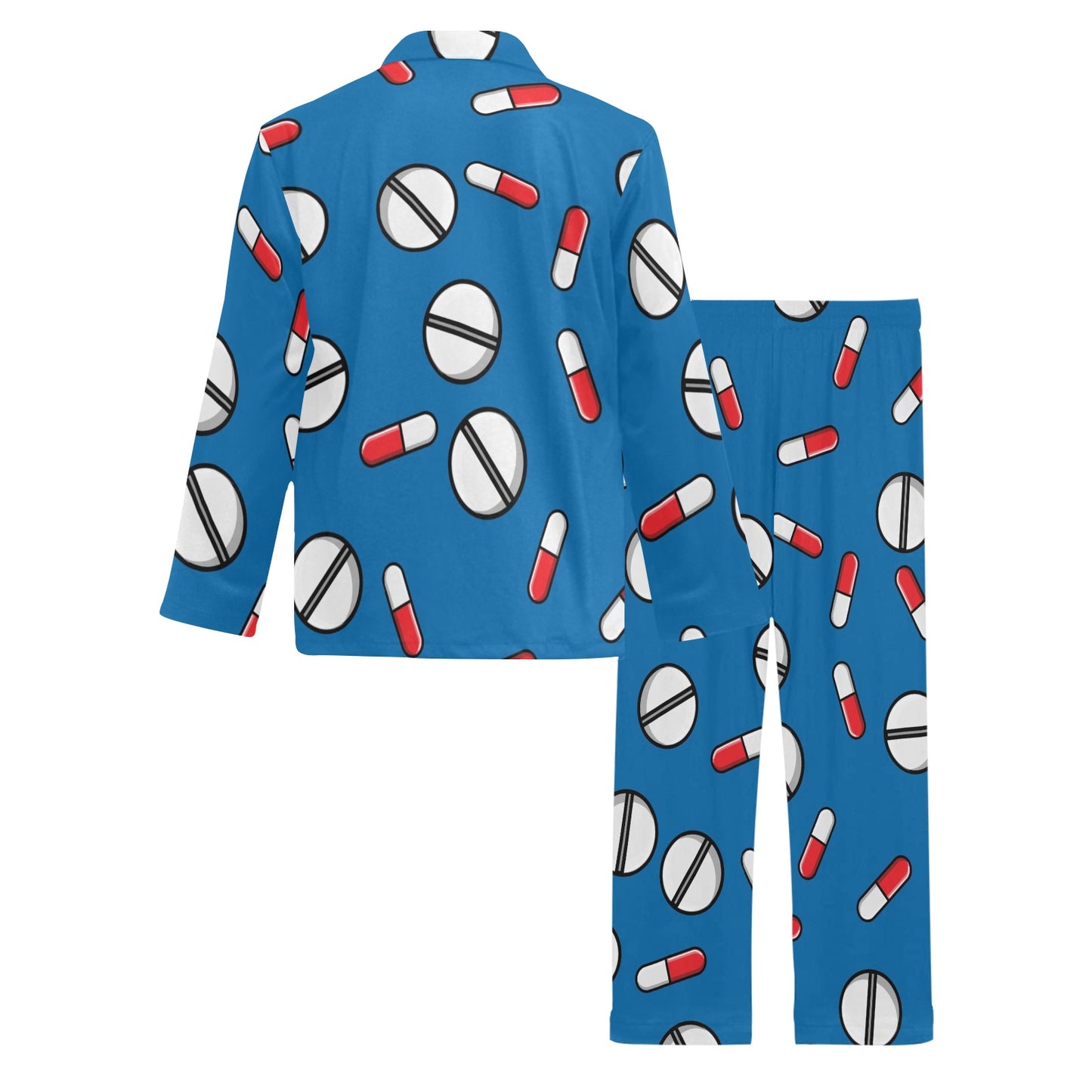 Pill Pattern Print Design A05 Men's Long Pajama Set