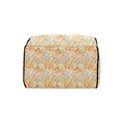 Travel Stamp Print Design LKS302 Diaper Bag Backpack