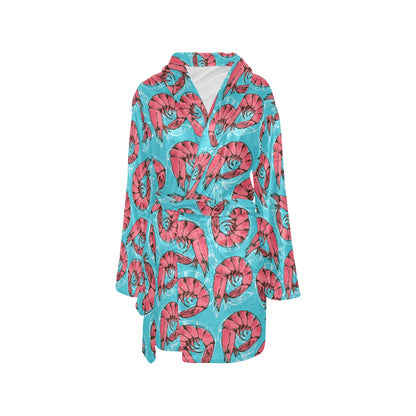 Prawn Pattern Print Design 01 Women's Fleece Robe