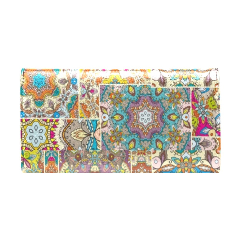 Patchwork Print Design LKS402 Women's Trifold Wallet