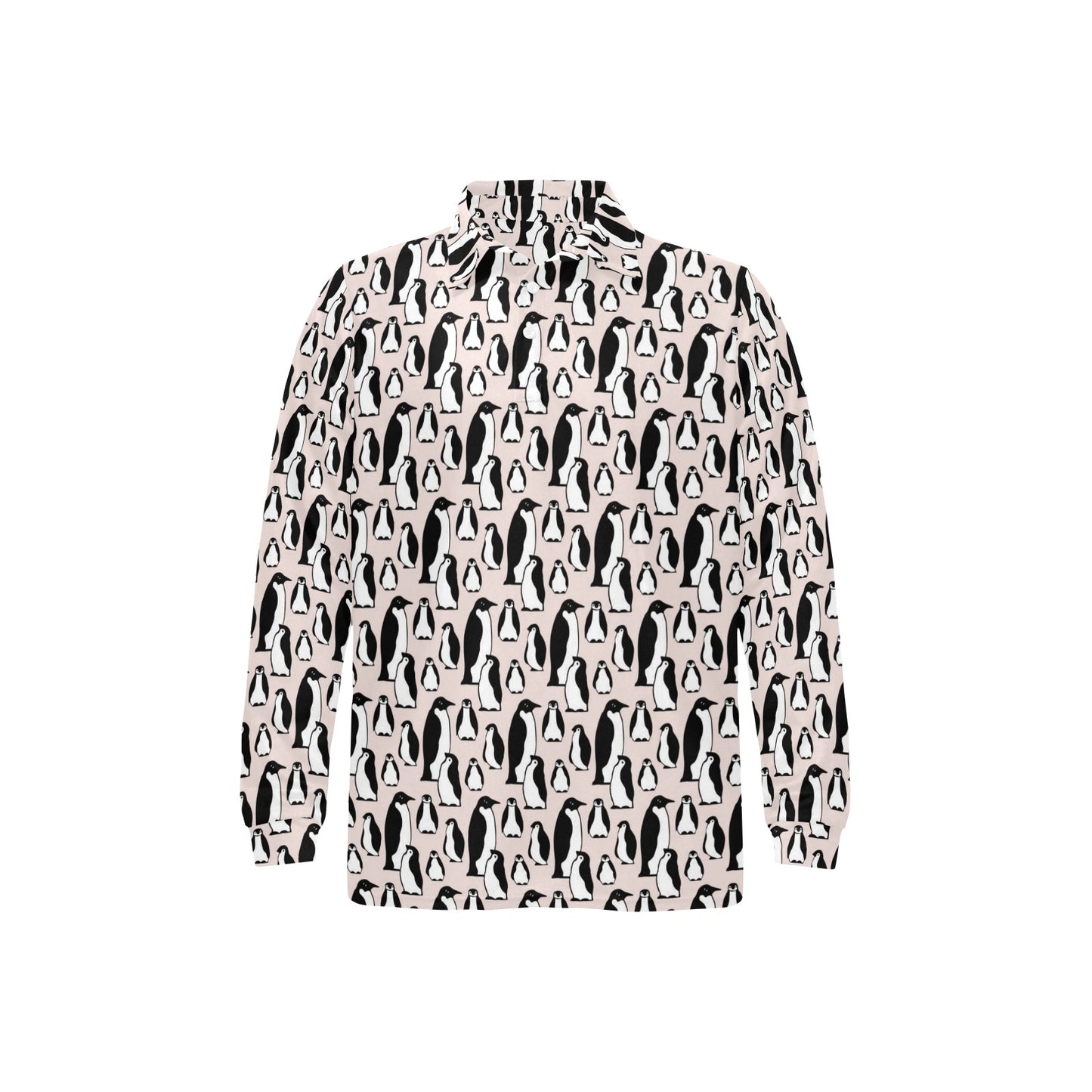Penguin Themed Long Sleeve Polo Shirt For Men's