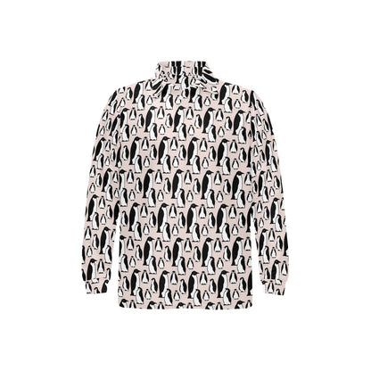 Penguin Themed Long Sleeve Polo Shirt For Men's