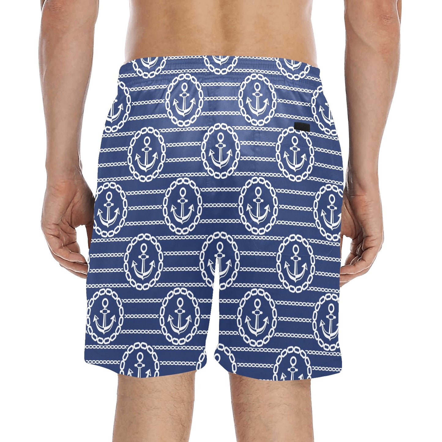 Anchor Stripe Pattern Men's Swim Trunks Beach Shorts