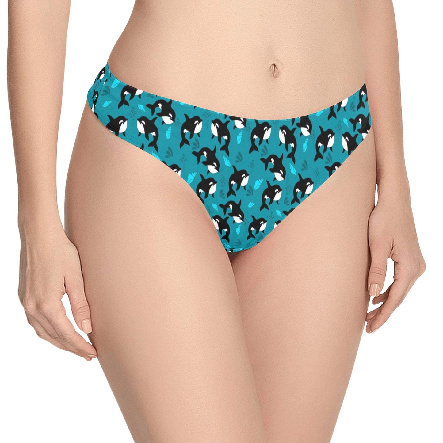 Whale Sea Design Themed Print Women's Thongs