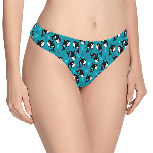 Whale Sea Design Themed Print Women's Thongs