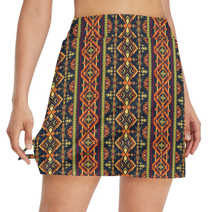 Kente Classic Design African Print 17" Golf & Pickleball Skort with Pockets
