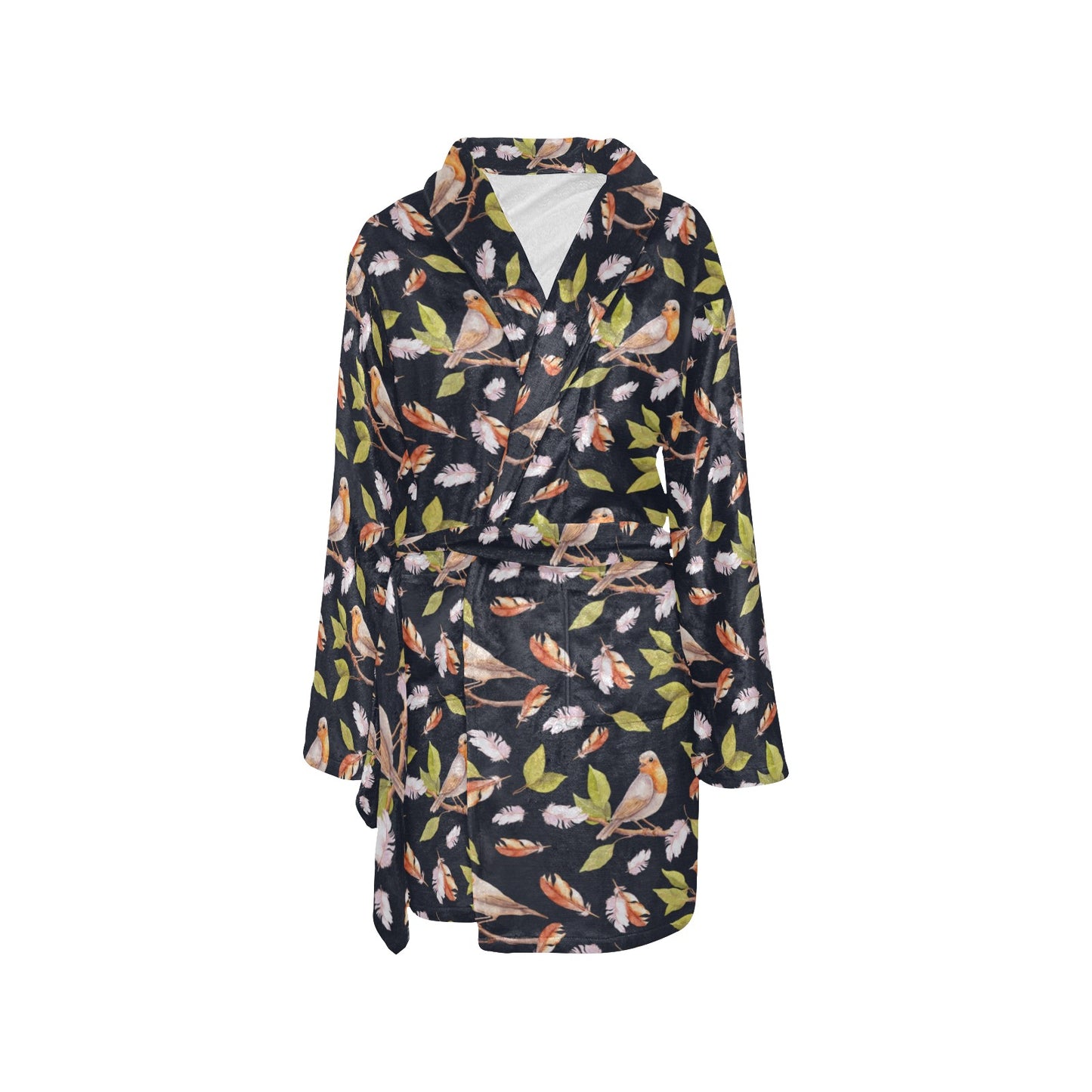 Birds Pattern Print Design 02 Women's Fleece Robe