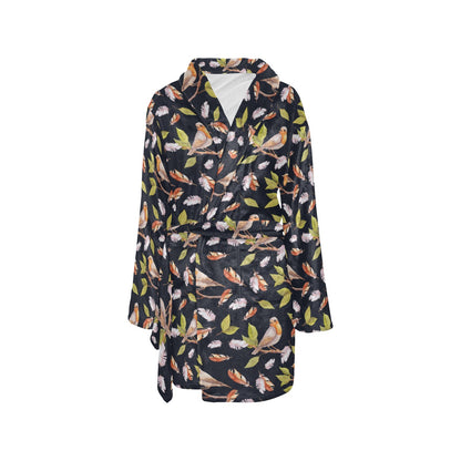 Birds Pattern Print Design 02 Women's Fleece Robe