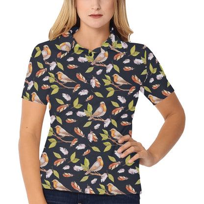 Birds Pattern Print Design 02 Women's Polo Shirt