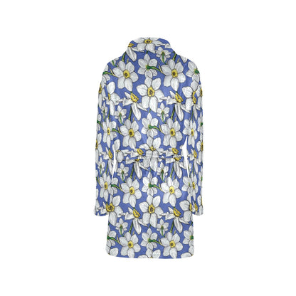 Daffodils Pattern Print Design DF08 Women's Fleece Robe