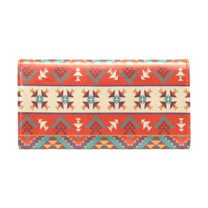 Aztec Red Print Pattern Women's Trifold Wallet