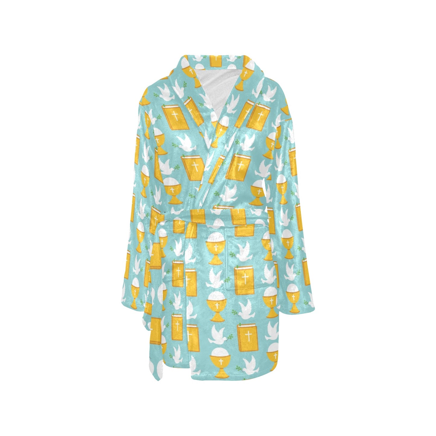 Christian Pattern Print Design 02 Women's Fleece Robe