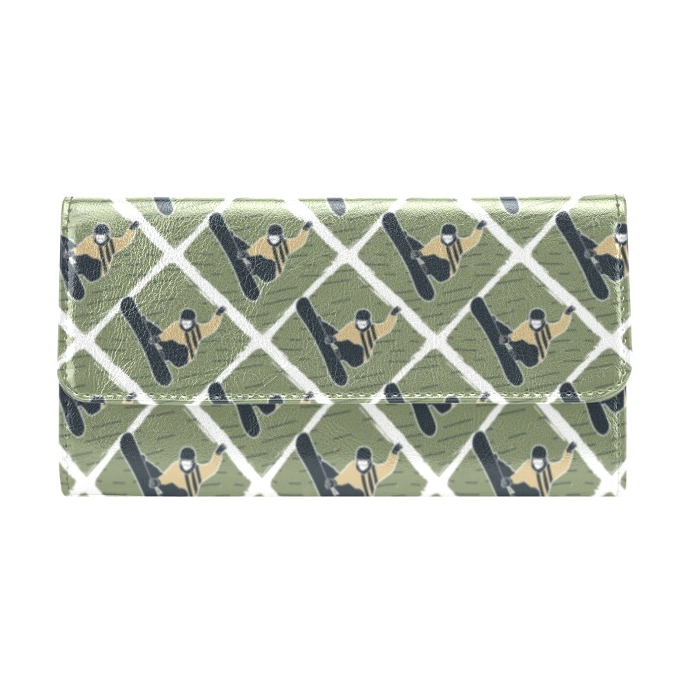 Snowboard Man Print Design LKS302 Women's Trifold Wallet