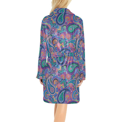 Paisley Colorful Pattern Print Design A02 Women's Fleece Robe