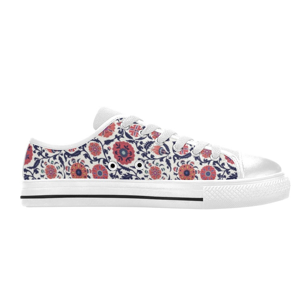 Suzani Print Design LKS304 Women's White Low Top Shoes