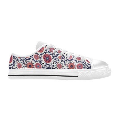 Suzani Print Design LKS304 Women's White Low Top Shoes