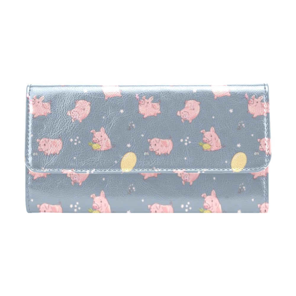 Pig Print Design LKS405 Women's Trifold Wallet