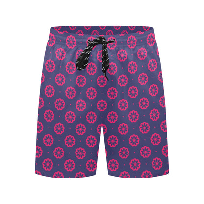Water Lily Print Design LKS301 Men's Swim Trunks Beach Shorts