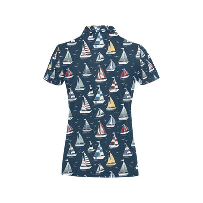Sailboat Print Design LKS306 Women's Polo Shirt