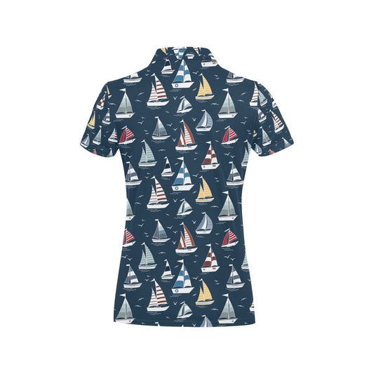 Sailboat Print Design LKS306 Women's Polo Shirt