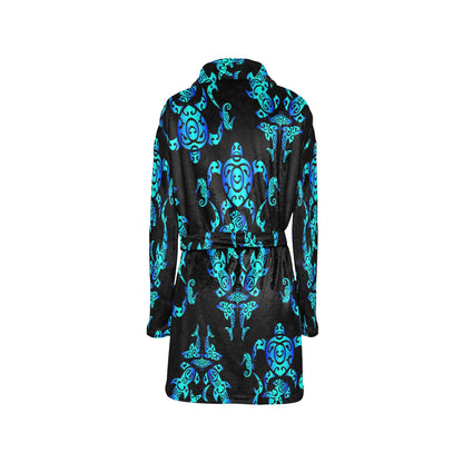 Sea turtle Polynesian Tribal Hawaiian Women's Fleece Robe