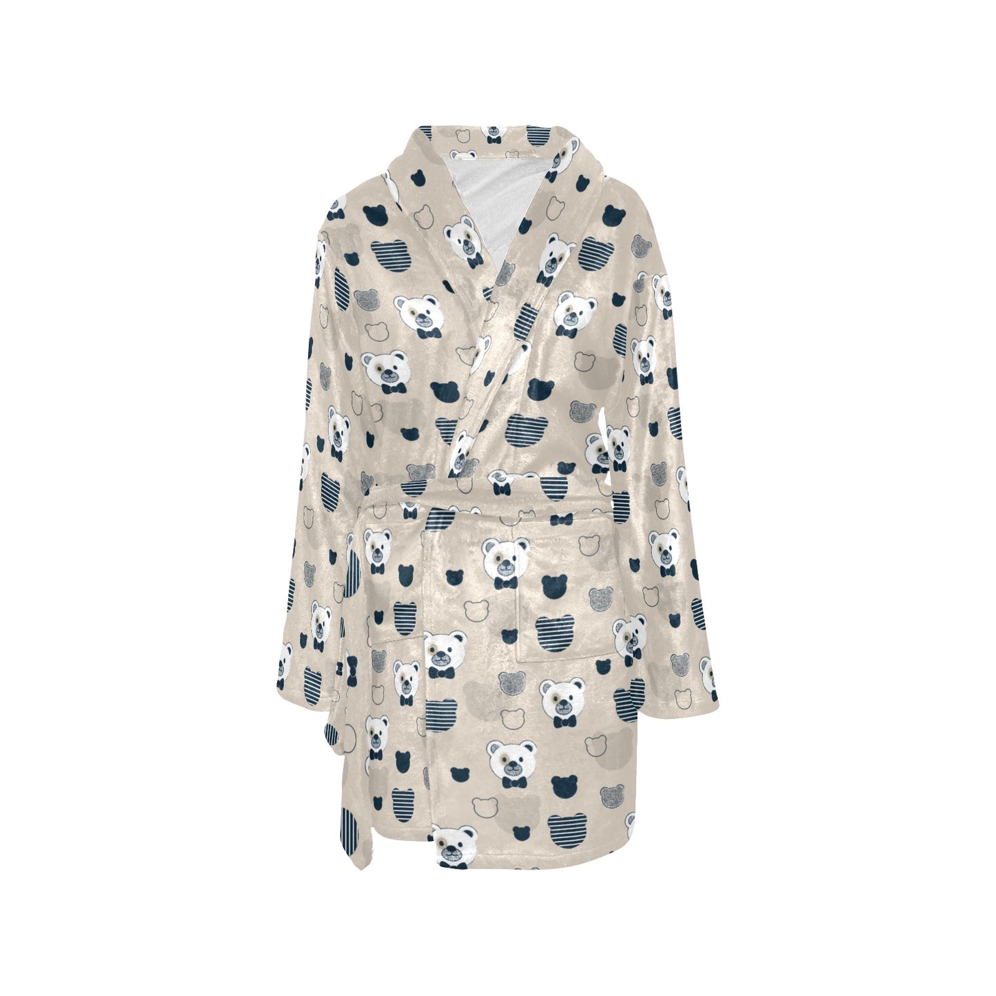 Bear Pattern Print Design 05 Women's Fleece Robe