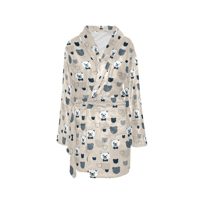 Bear Pattern Print Design 05 Women's Fleece Robe