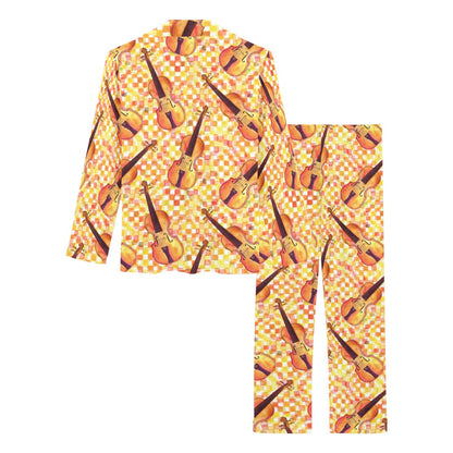 Violin Pattern Print Design 03 Women's Long Pajama Set