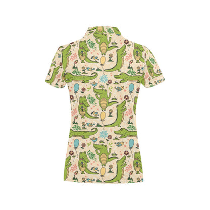 Alligator Pattern Print Design 01 Women's Polo Shirt