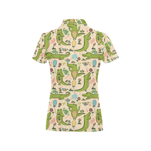 Alligator Pattern Print Design 01 Women's Polo Shirt