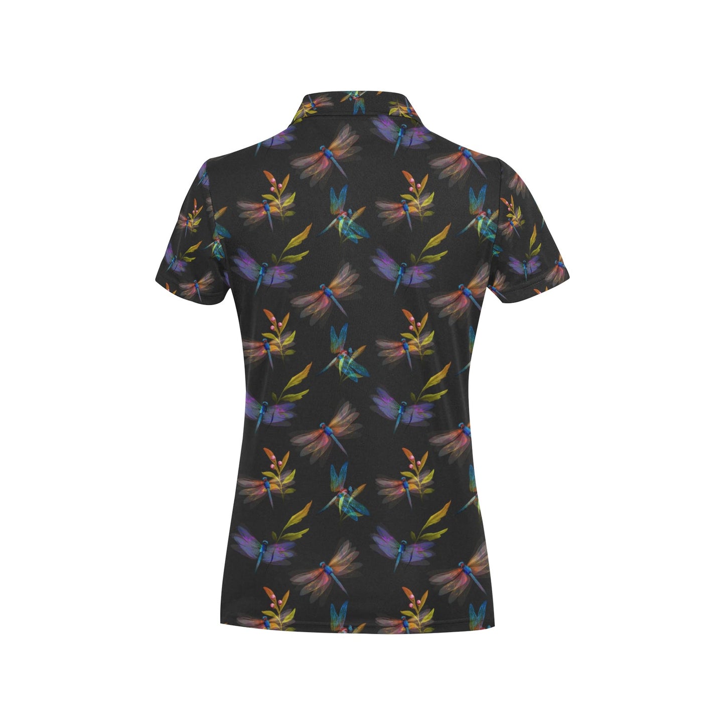 Dragonfly Colorful Realistic Print Women's Polo Shirt