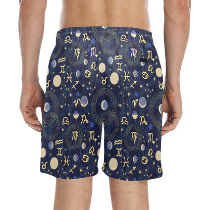 Zodiac Print Design LKS302 Men's Swim Trunks Beach Shorts