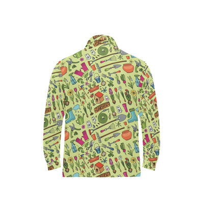 Gardening Pattern Print Design G02 Long Sleeve Polo Shirt For Men's