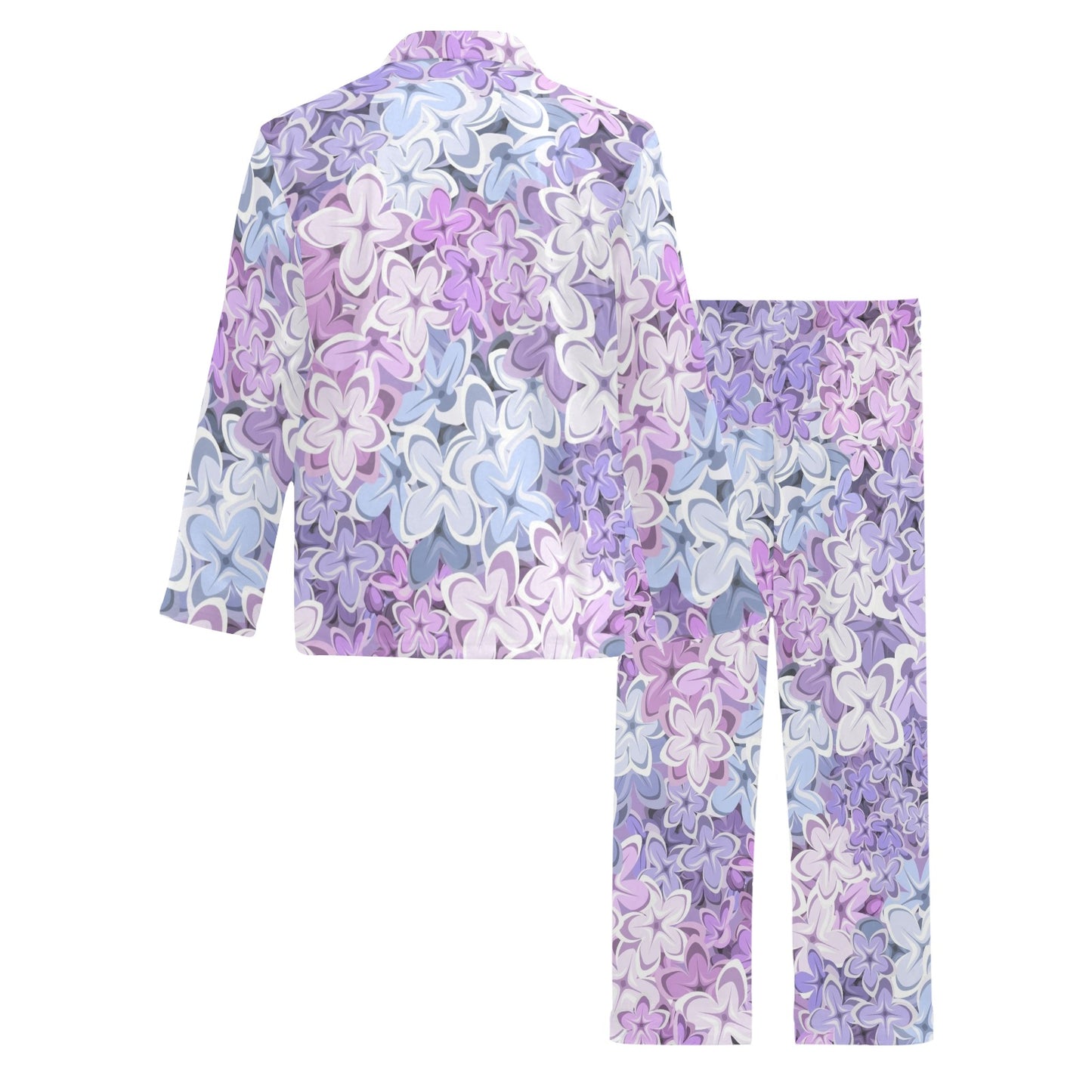 Lilac Pattern Print Design LI01 Men's Long Pajama Set